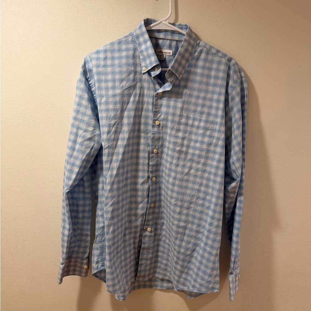 Peter Millar Sky Blue Plaid Button-Down Shirt